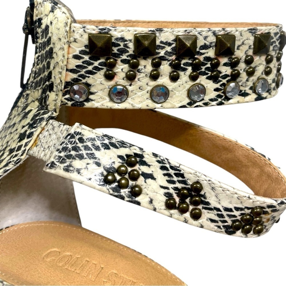 Colin Stuart Python Embossed Stud & Rhinestone Platform Shoes 8 - Picture 4 of 7